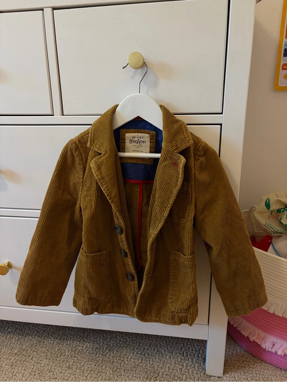 Mini Boden Corduroy Jacket 4 5 Brown Button Coat Kids Pockets